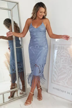 Best Honey Lace Detail Midi Dress | Periwinkle Mittellange Kleider|Midi-kleider