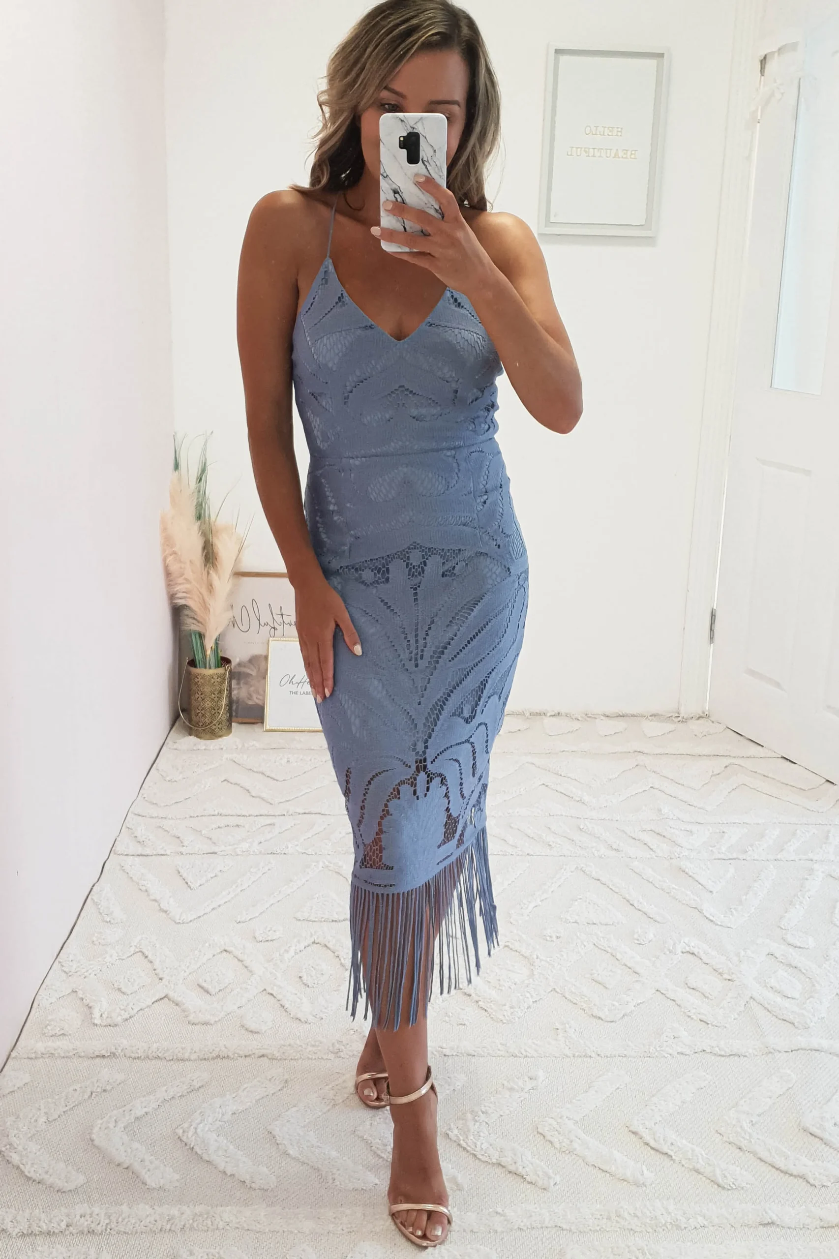 Best Honey Lace Detail Midi Dress | Periwinkle Mittellange Kleider|Midi-kleider