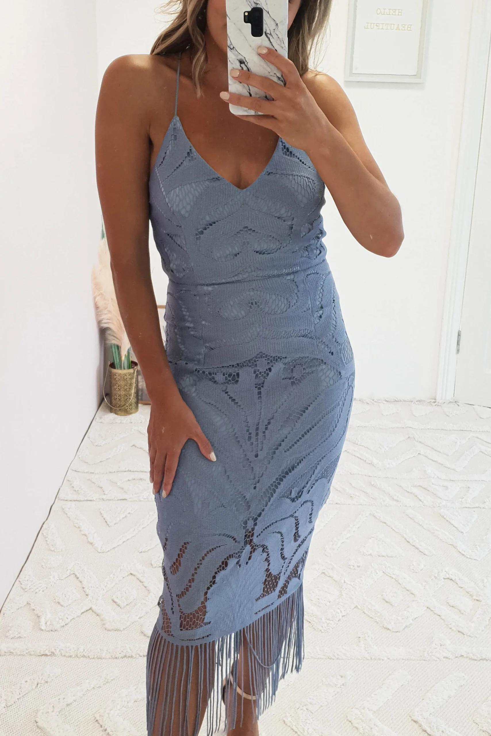 Best Honey Lace Detail Midi Dress | Periwinkle Mittellange Kleider|Midi-kleider
