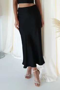 New Imogen Satin Maxi Skirt | Black Unterteile Und Röcke|Lange Kleider