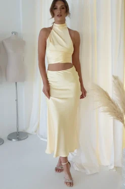 Outlet Imogen Satin Maxi Skirt | Yellow Unterteile Und Röcke|Lange Kleider