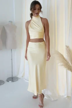 Outlet Imogen Satin Maxi Skirt | Yellow Unterteile Und Röcke|Lange Kleider