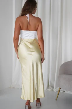 Discount Isla Halterneck Maxi Dress | Yellow/White Lange Kleider|Maxikleider