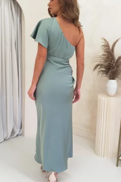 Fashion Jenna Soft Satin One Shoulder Maxi | Olive Lange Kleider|Maxikleider