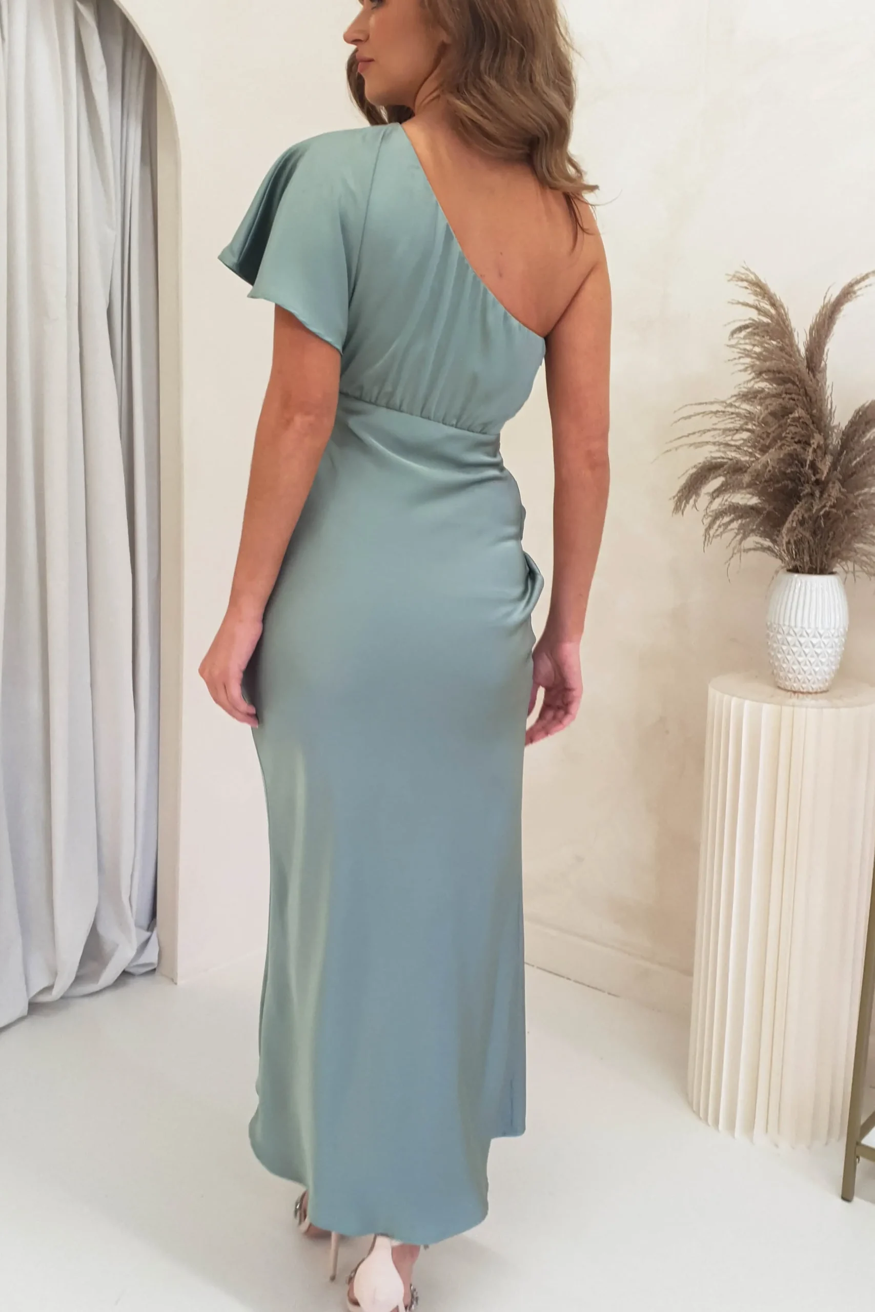 Fashion Jenna Soft Satin One Shoulder Maxi | Olive Lange Kleider|Maxikleider