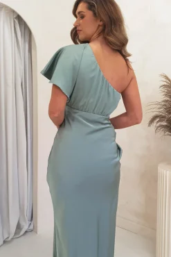 Fashion Jenna Soft Satin One Shoulder Maxi | Olive Lange Kleider|Maxikleider