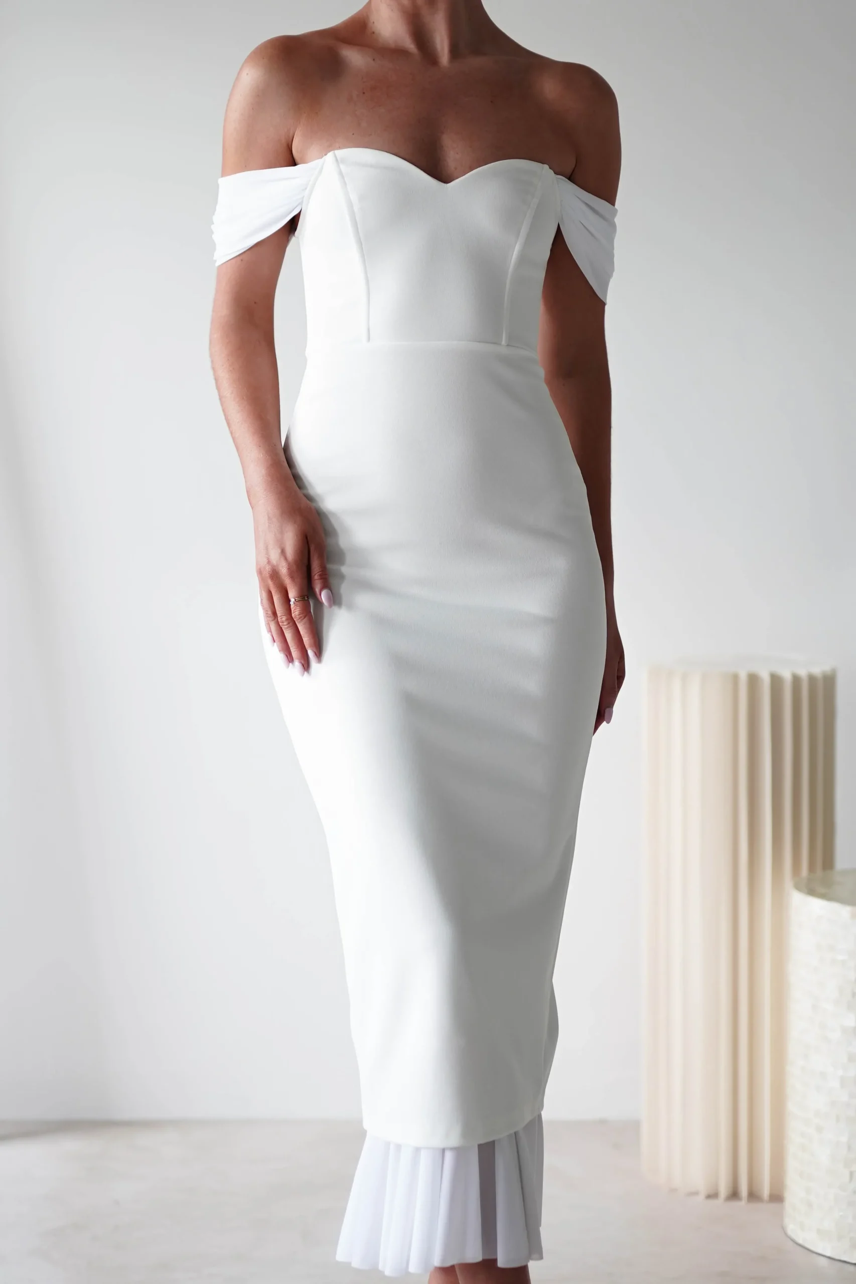 Fashion Jennifer Bodycon Midi Dress | White Lange Kleider|Maxikleider
