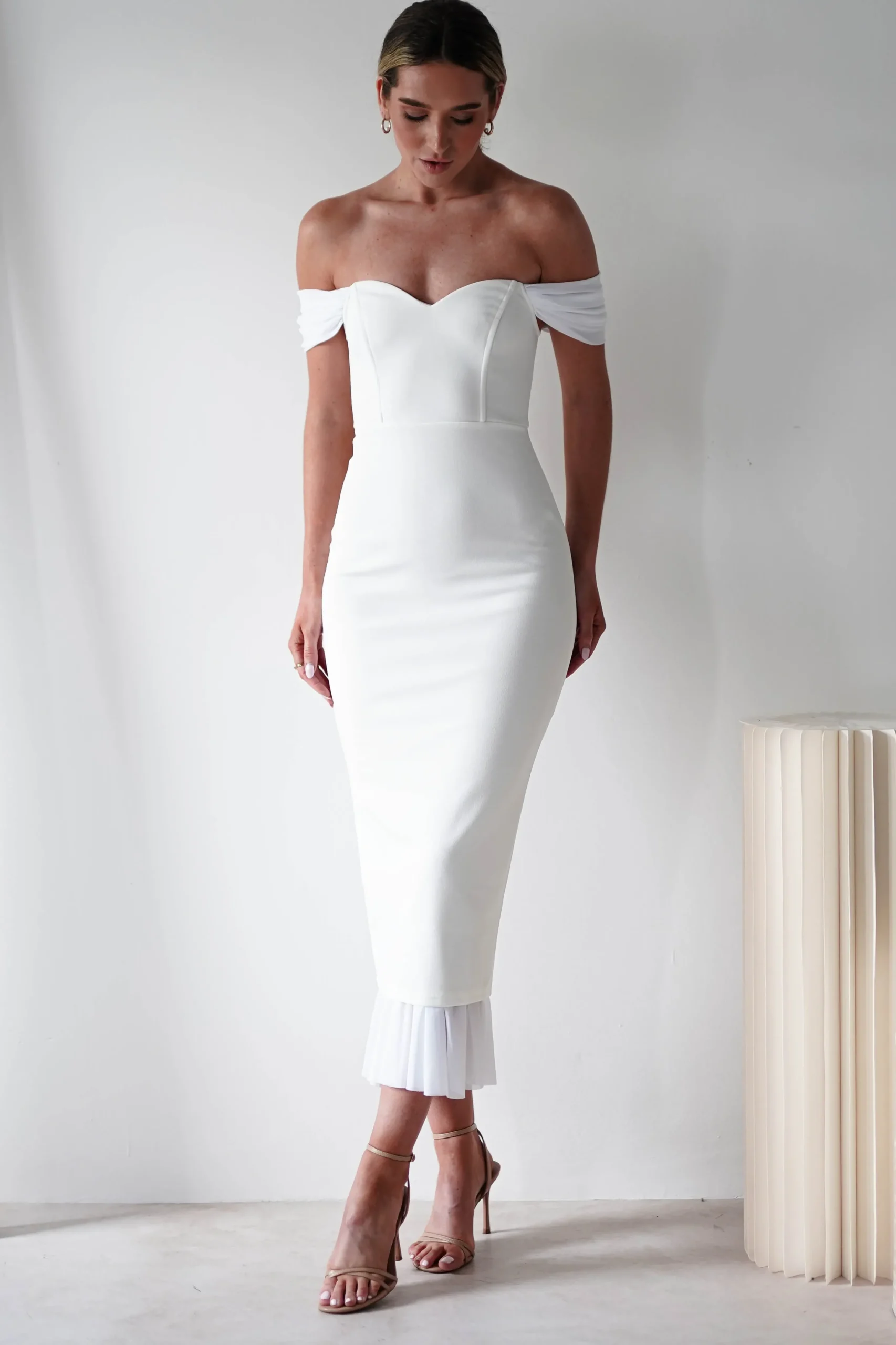 Fashion Jennifer Bodycon Midi Dress | White Lange Kleider|Maxikleider