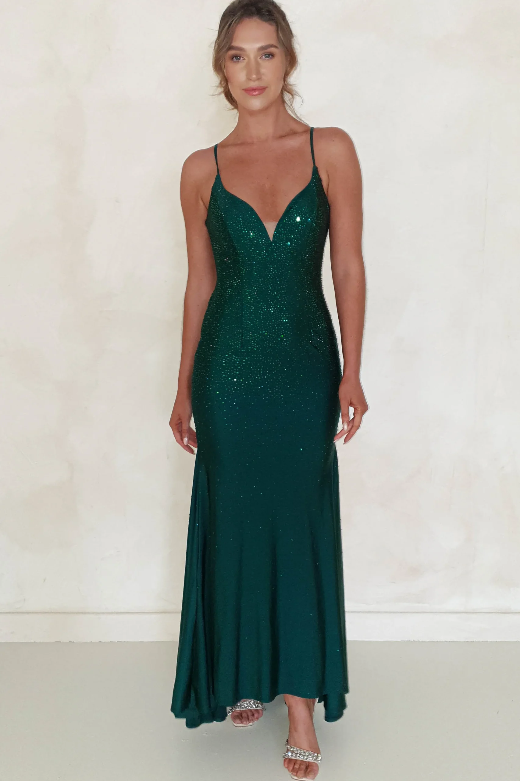 Outlet Jennifer Diamante Bodycon Gown | Dark Green Sommerkleider|Sommerkleider