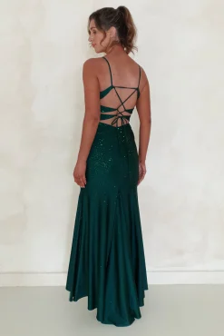 Outlet Jennifer Diamante Bodycon Gown | Dark Green Sommerkleider|Sommerkleider