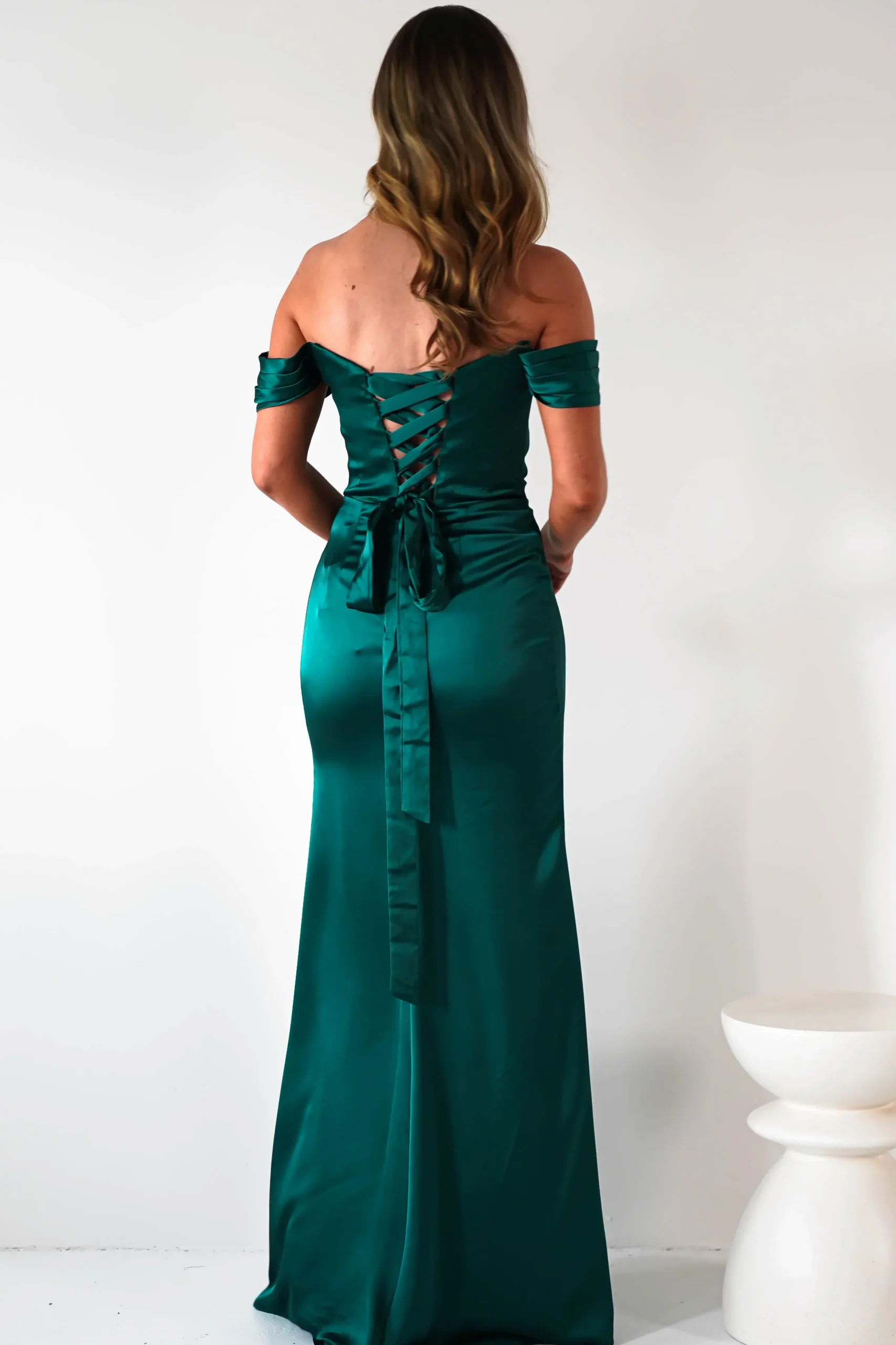 Best Jessi Soft Saton Maxi Gown | Emerald Green Lange Kleider|Maxikleider