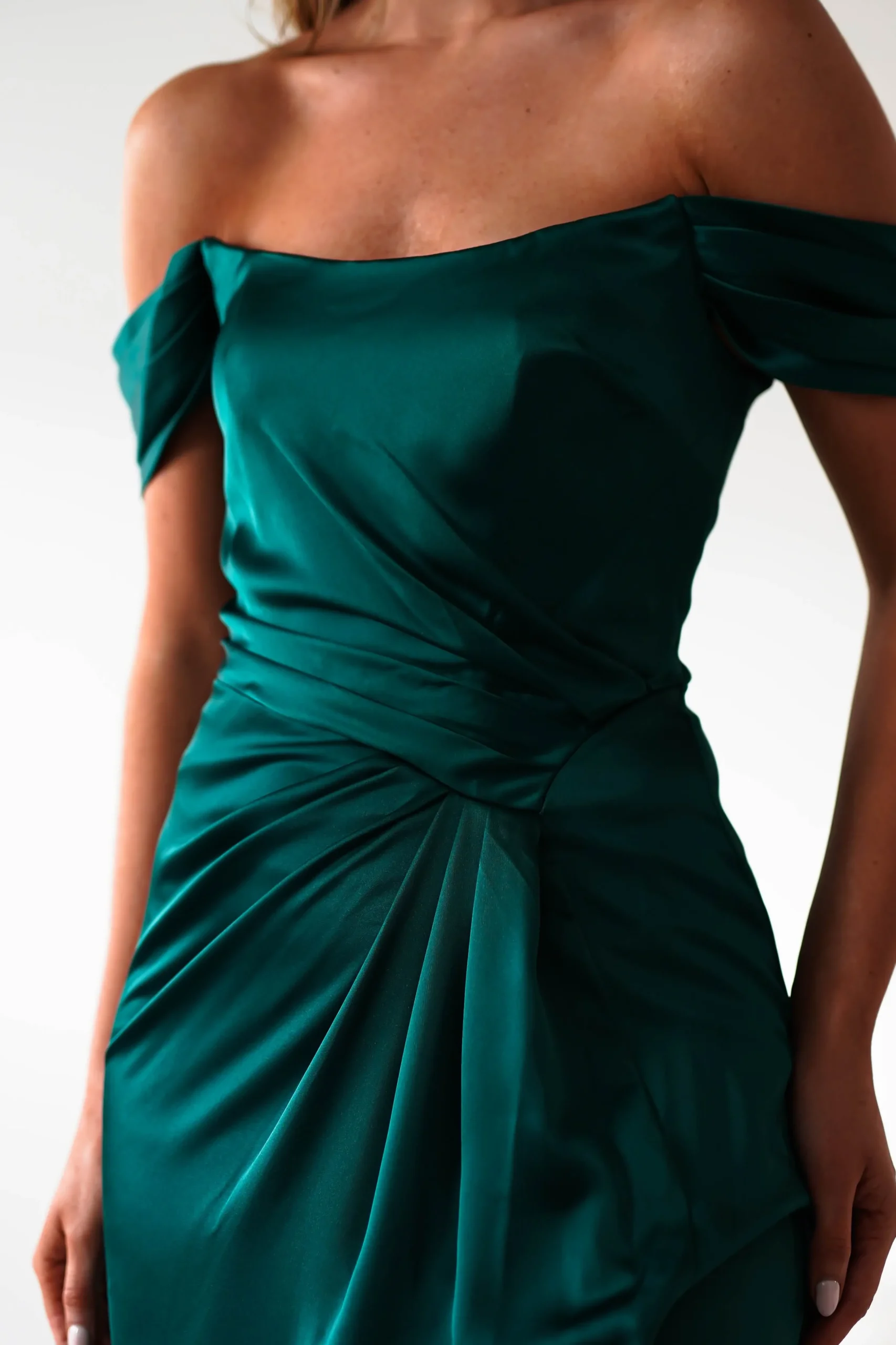 Best Jessi Soft Saton Maxi Gown | Emerald Green Lange Kleider|Maxikleider