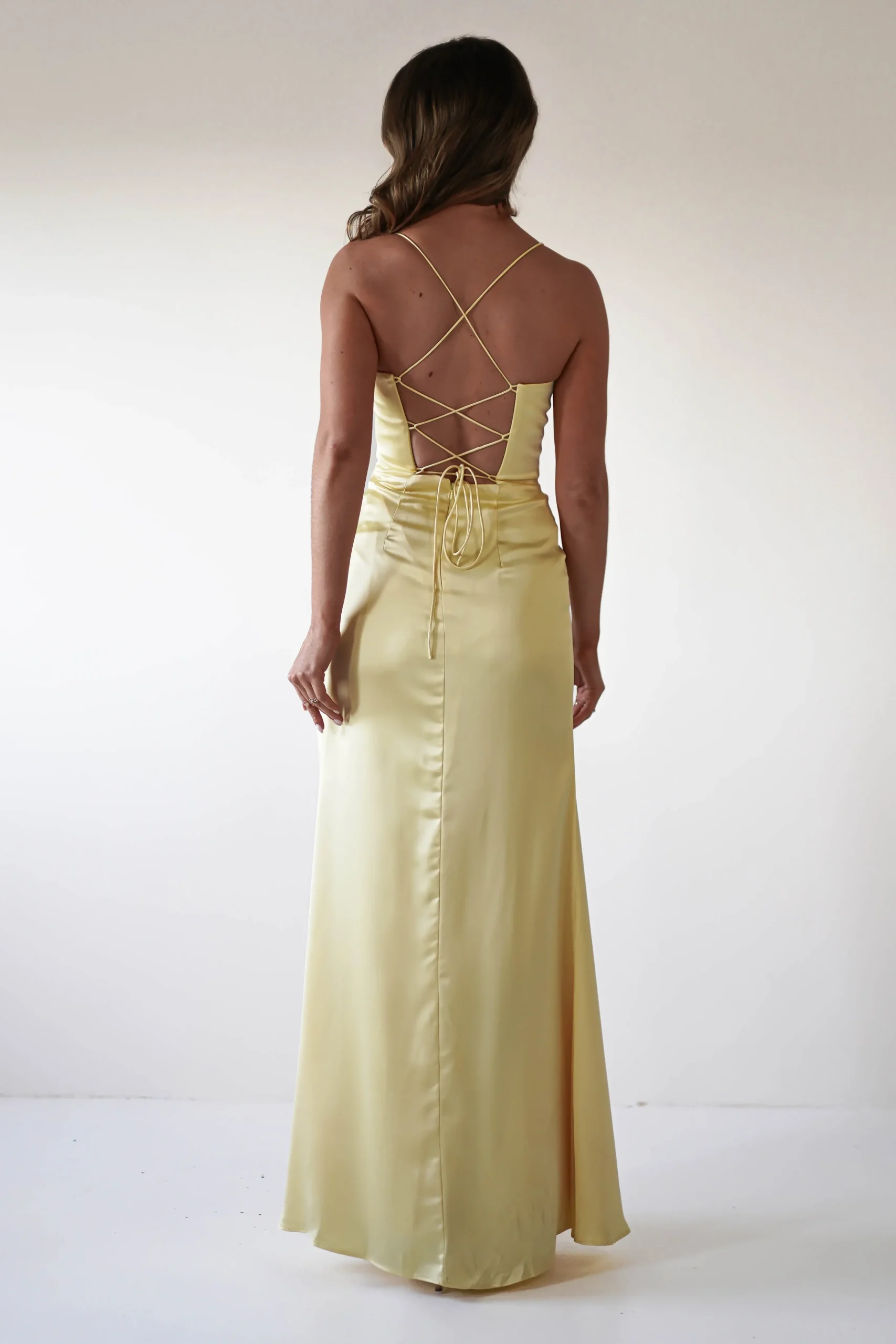 Best Julianne Corset Satin Gown | Yellow Sommerkleider|Sommerkleider