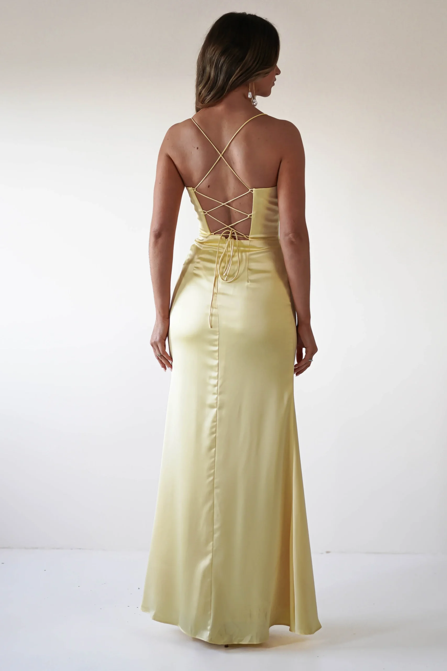 Best Julianne Corset Satin Gown | Yellow Sommerkleider|Sommerkleider