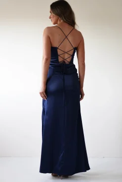 Best Julianne Corset Satin Gown | Navy Sommerkleider|Sommerkleider