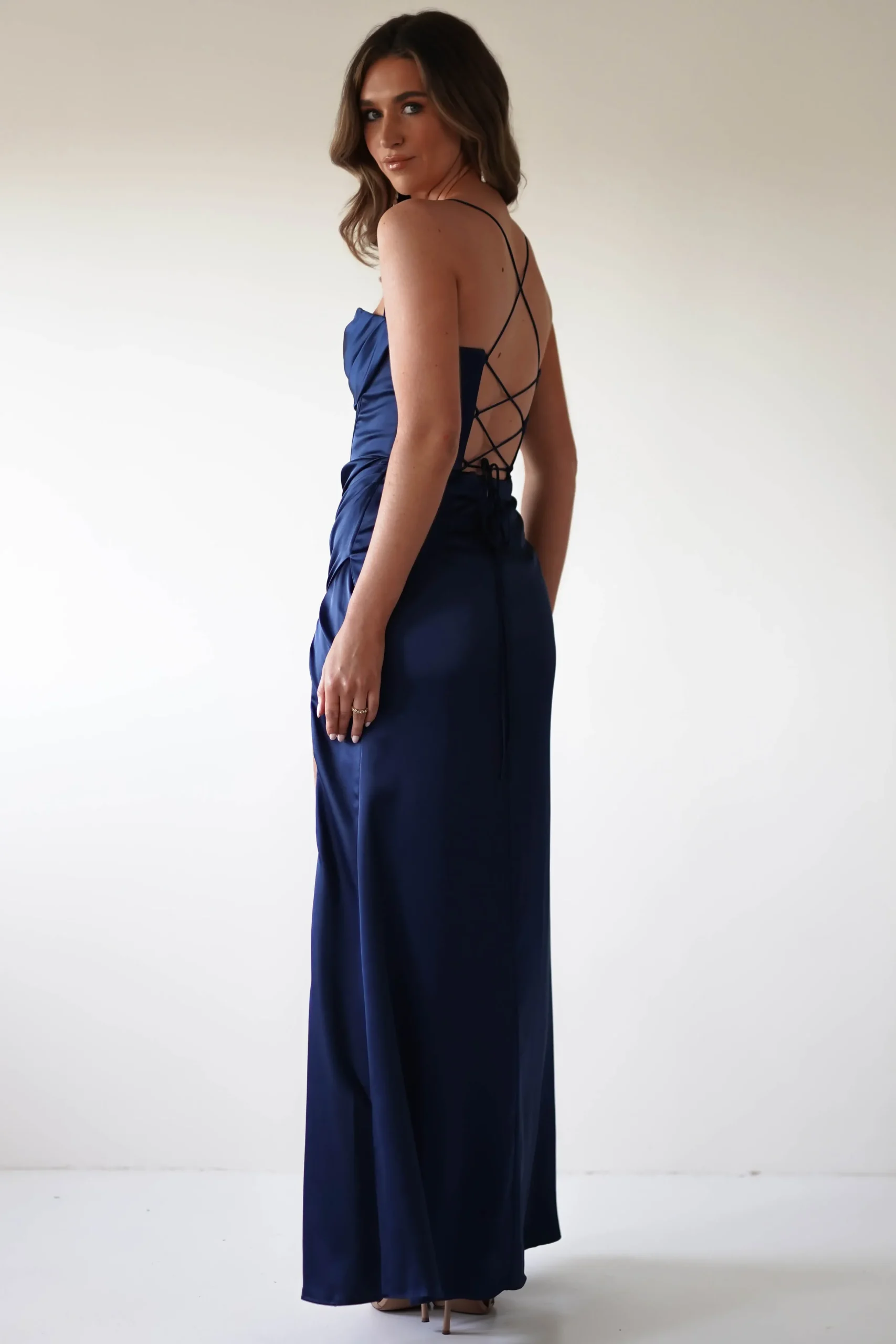 Best Julianne Corset Satin Gown | Navy Sommerkleider|Sommerkleider