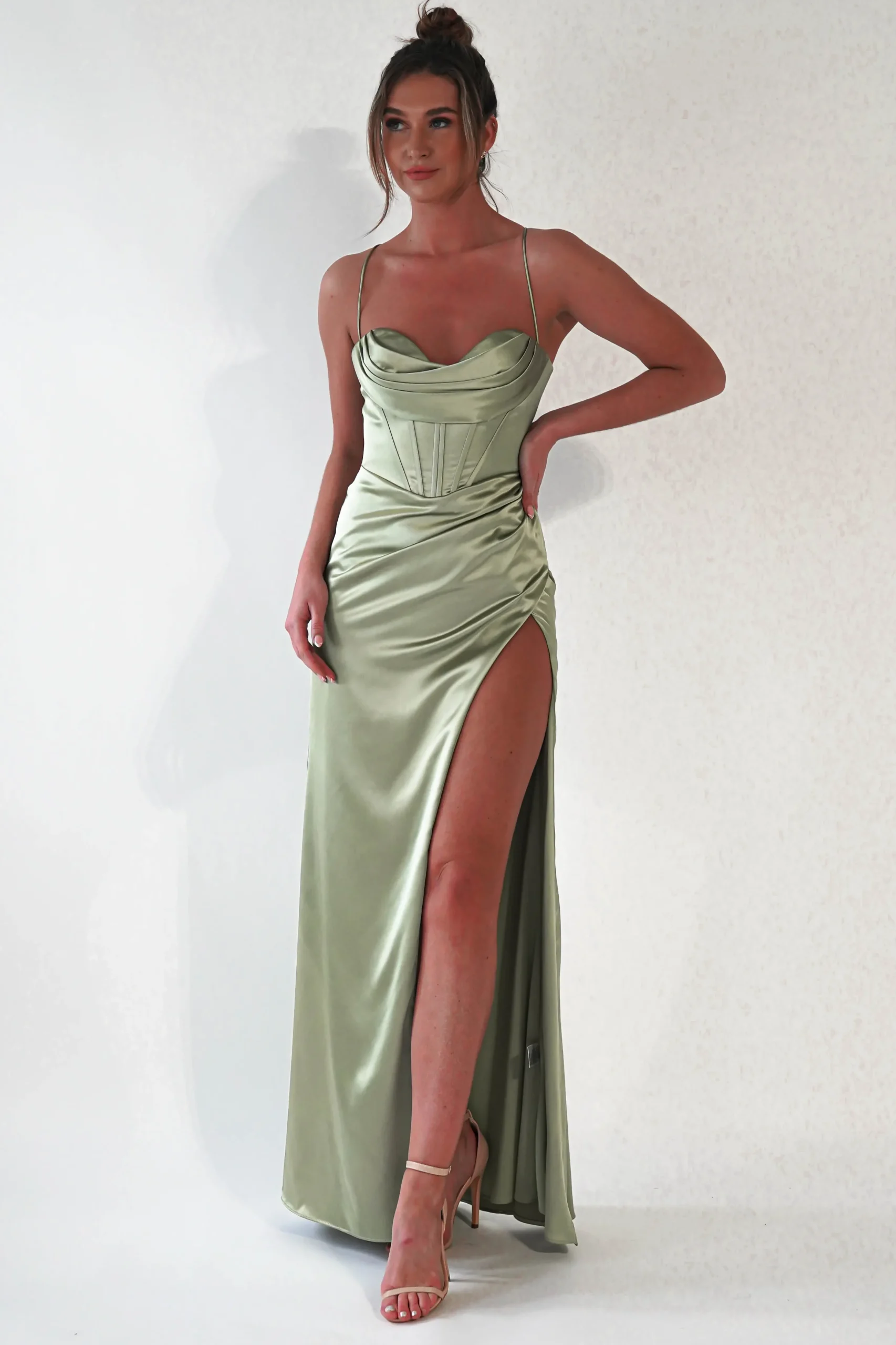 Sale Julianne Corset Satin Gown | Sage Sommerkleider|Sommerkleider