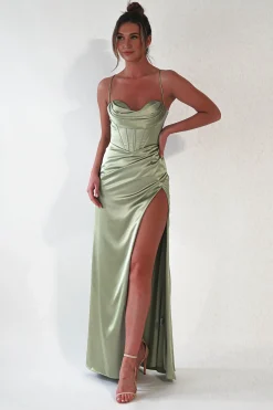 Sale Julianne Corset Satin Gown | Sage Sommerkleider|Sommerkleider