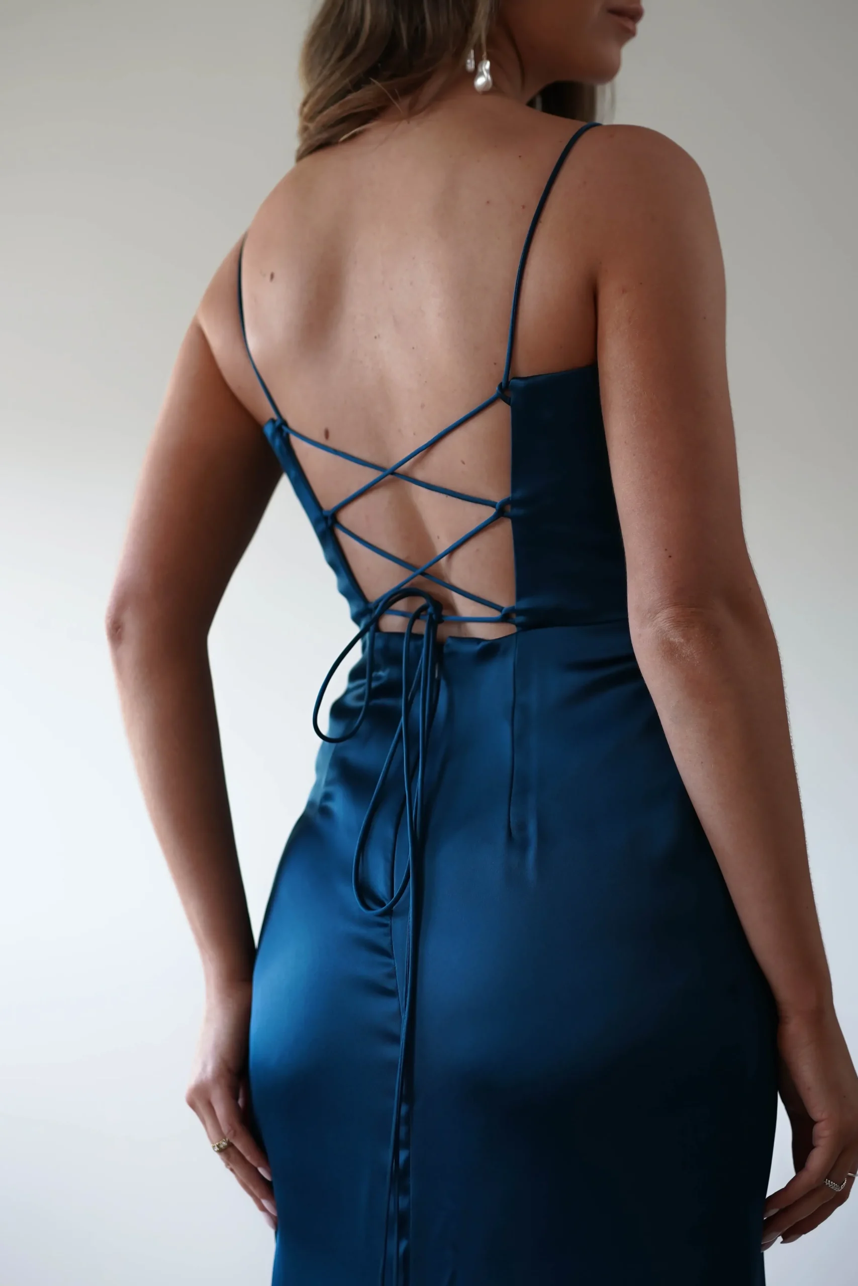 New Julianne Corset Satin Gown | French Navy Sommerkleider|Sommerkleider