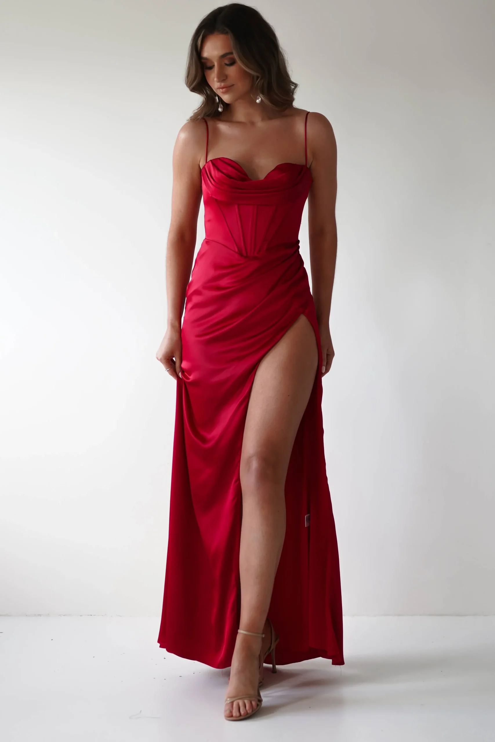 Fashion Julianne Corset Satin Gown | Red Sommerkleider|Sommerkleider