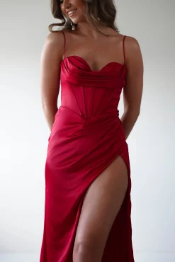 Fashion Julianne Corset Satin Gown | Red Sommerkleider|Sommerkleider