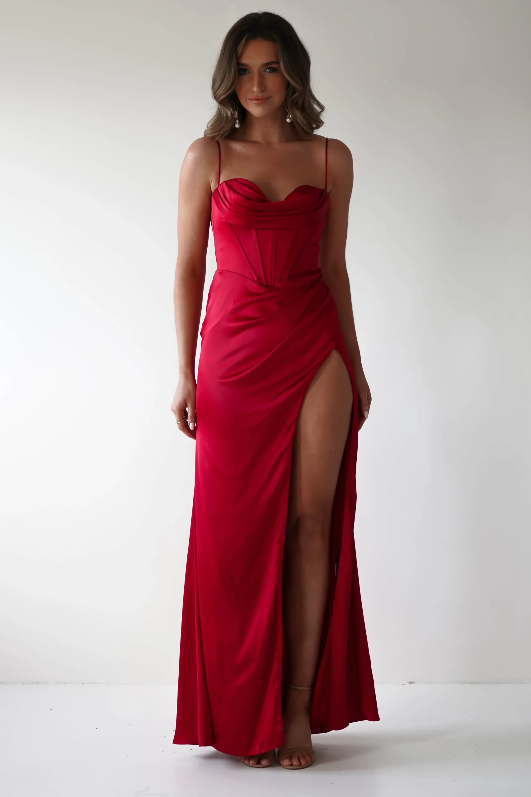 Fashion Julianne Corset Satin Gown | Red Sommerkleider|Sommerkleider