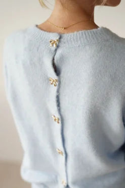 Outlet Kala Gold Bow Detail Jumper | | Blue Strickwaren|Pullover Und Strickjacken