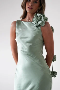 Best Karley Soft Satin Maxi Dress | Sage Green Lange Kleider|Maxikleider