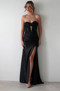 Outlet Karra Bodycon Strapless Gown | Black Lange Kleider|Maxikleider