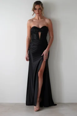 Outlet Karra Bodycon Strapless Gown | Black Lange Kleider|Maxikleider