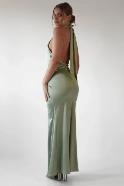 Fashion Kartia Halterneck Maxi Gown | Sage Lange Kleider|Maxikleider