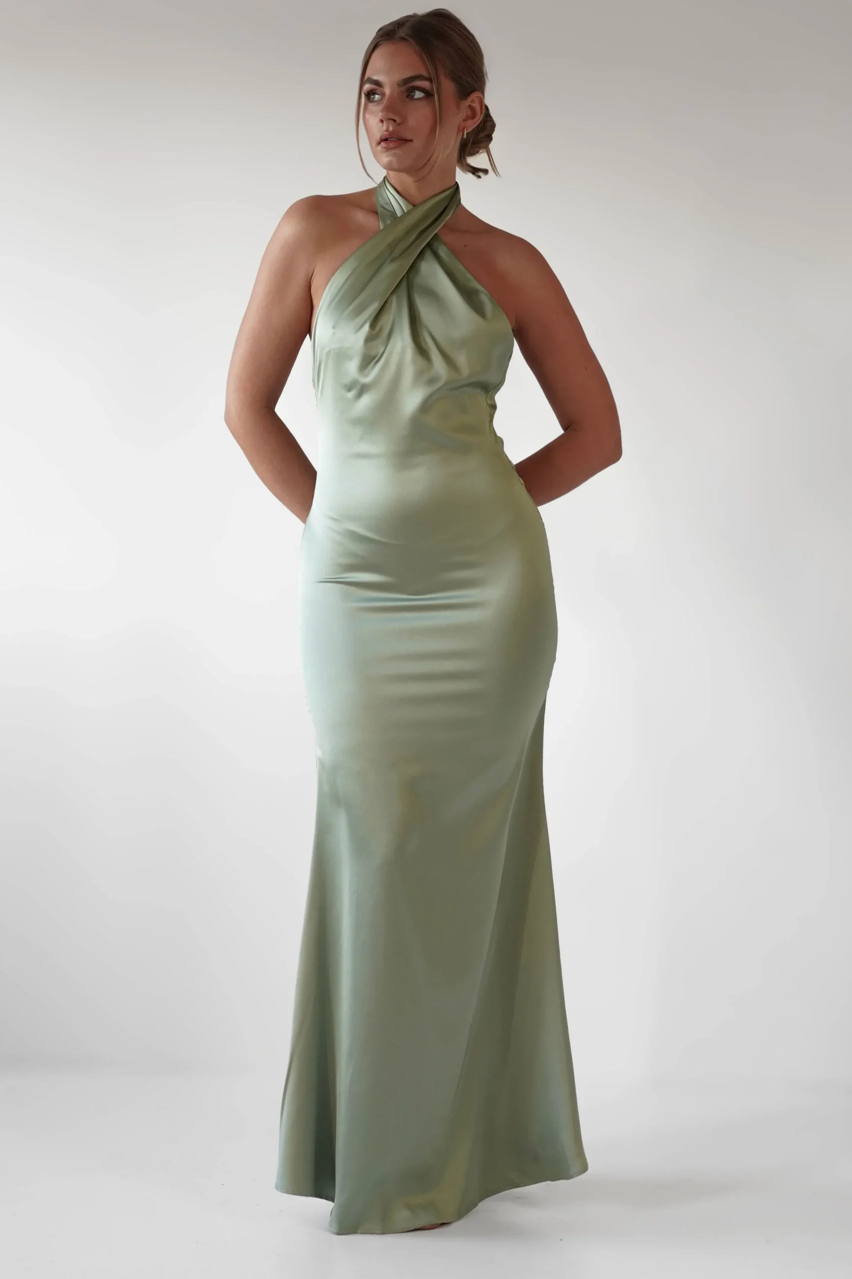 Fashion Kartia Halterneck Maxi Gown | Sage Lange Kleider|Maxikleider