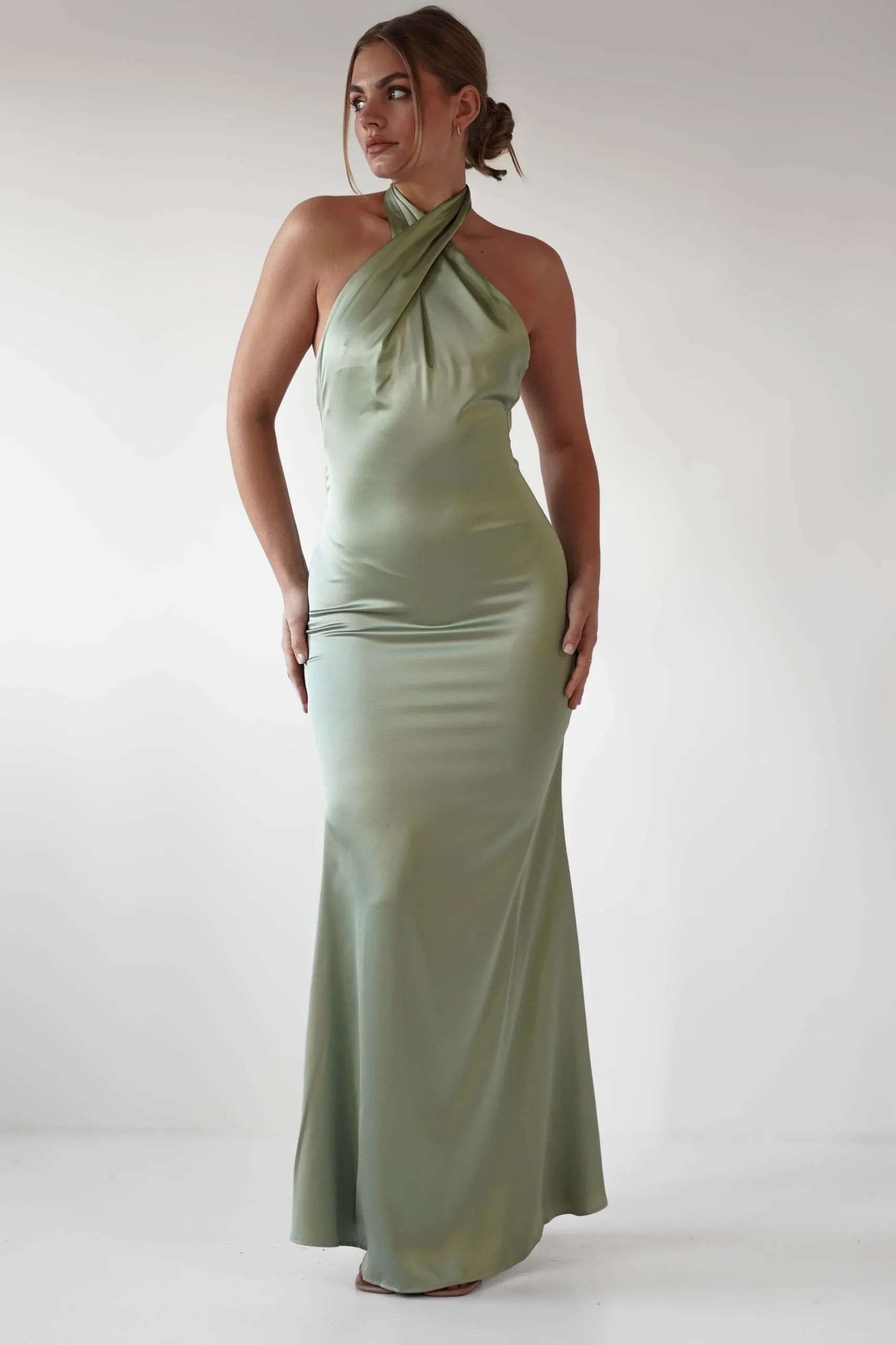 Fashion Kartia Halterneck Maxi Gown | Sage Lange Kleider|Maxikleider