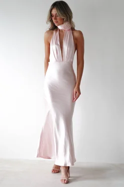 Online Kaylah Soft Satin Maxi Dress | Pearl Pink Lange Kleider|Maxikleider
