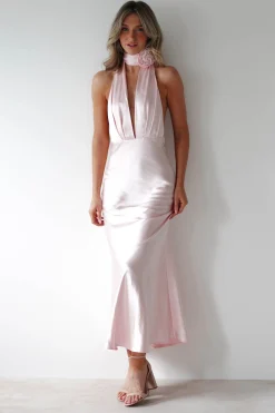 Online Kaylah Soft Satin Maxi Dress | Pearl Pink Lange Kleider|Maxikleider