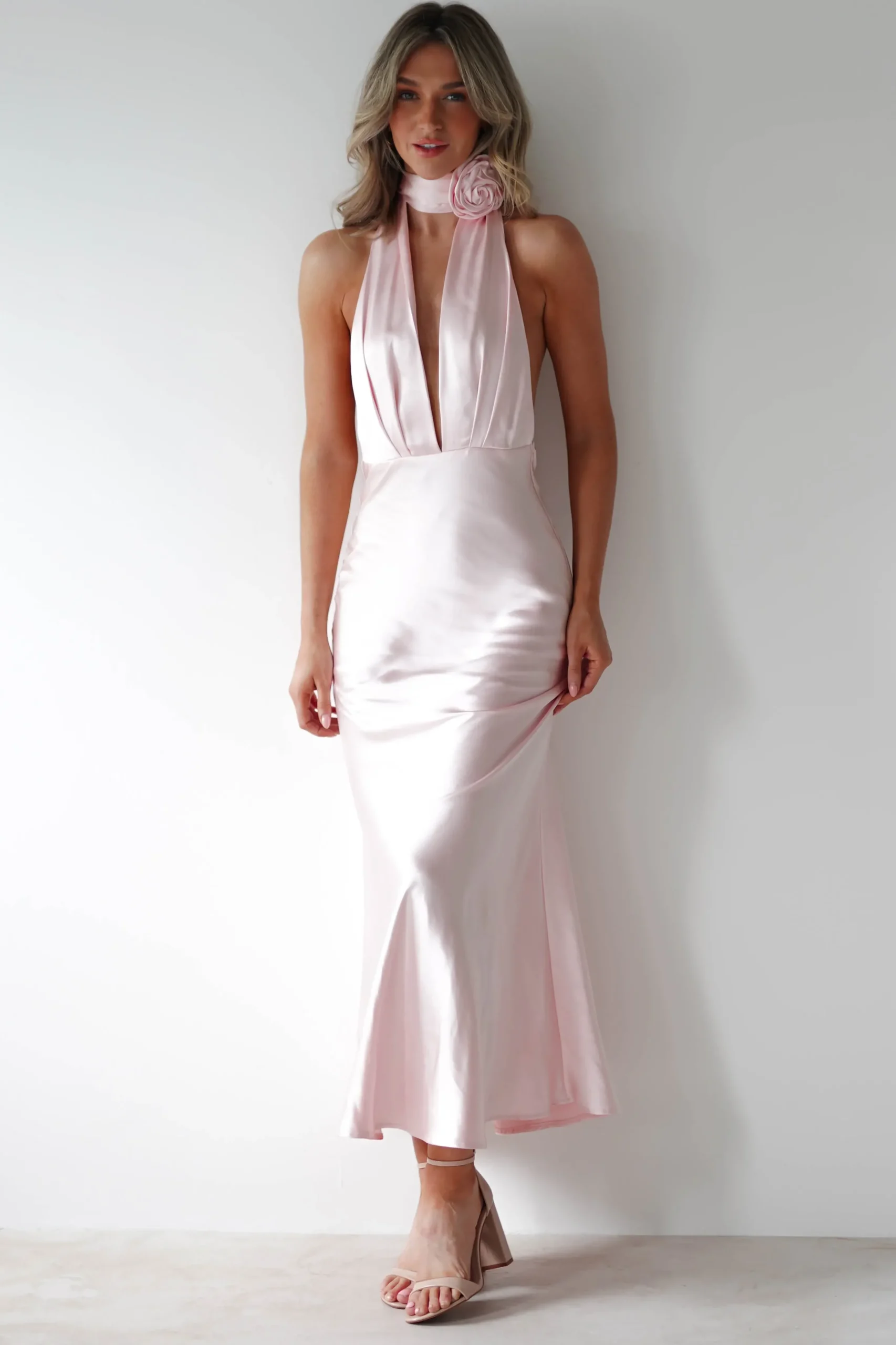 Online Kaylah Soft Satin Maxi Dress | Pearl Pink Lange Kleider|Maxikleider