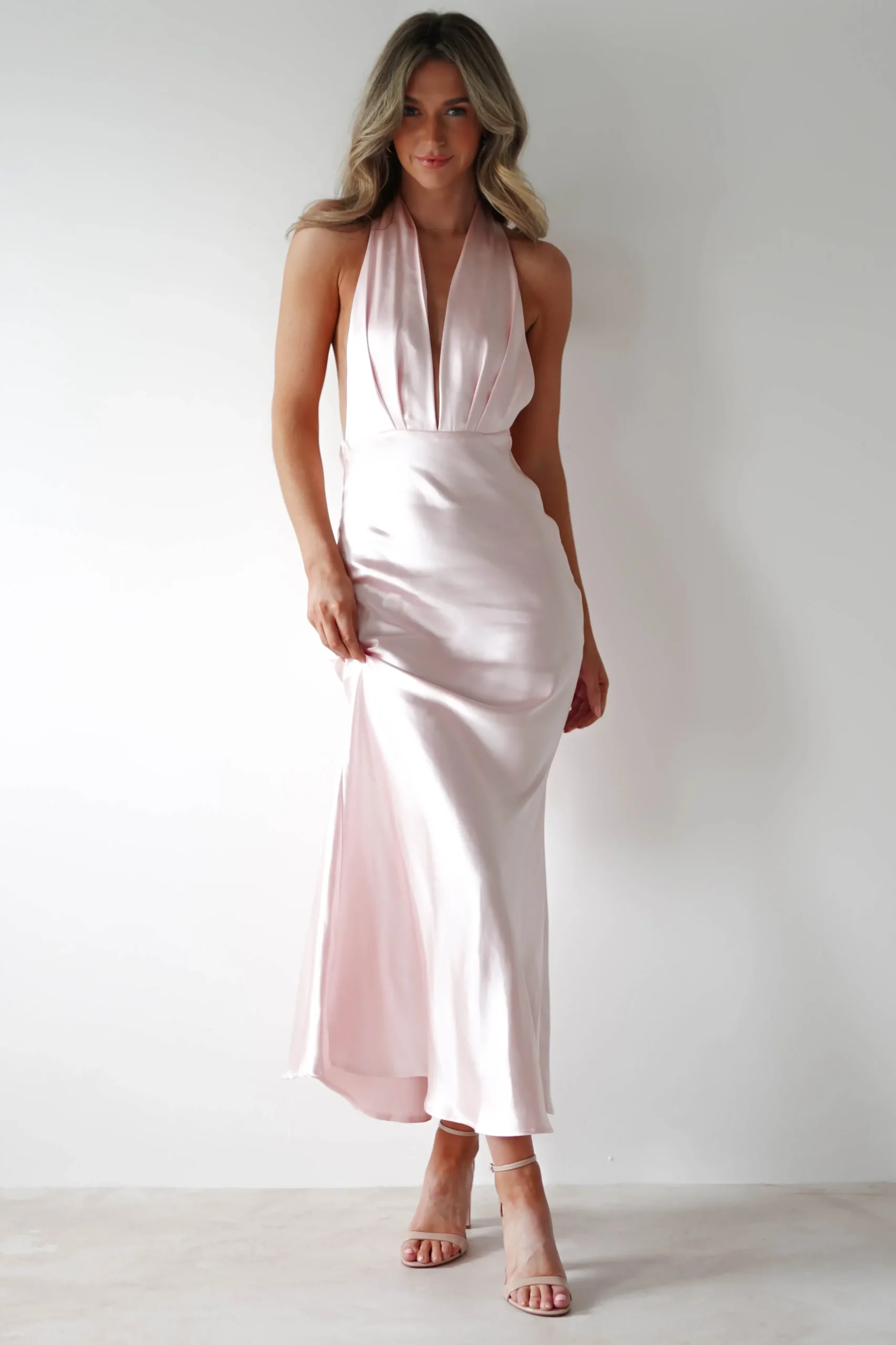 Online Kaylah Soft Satin Maxi Dress | Pearl Pink Lange Kleider|Maxikleider