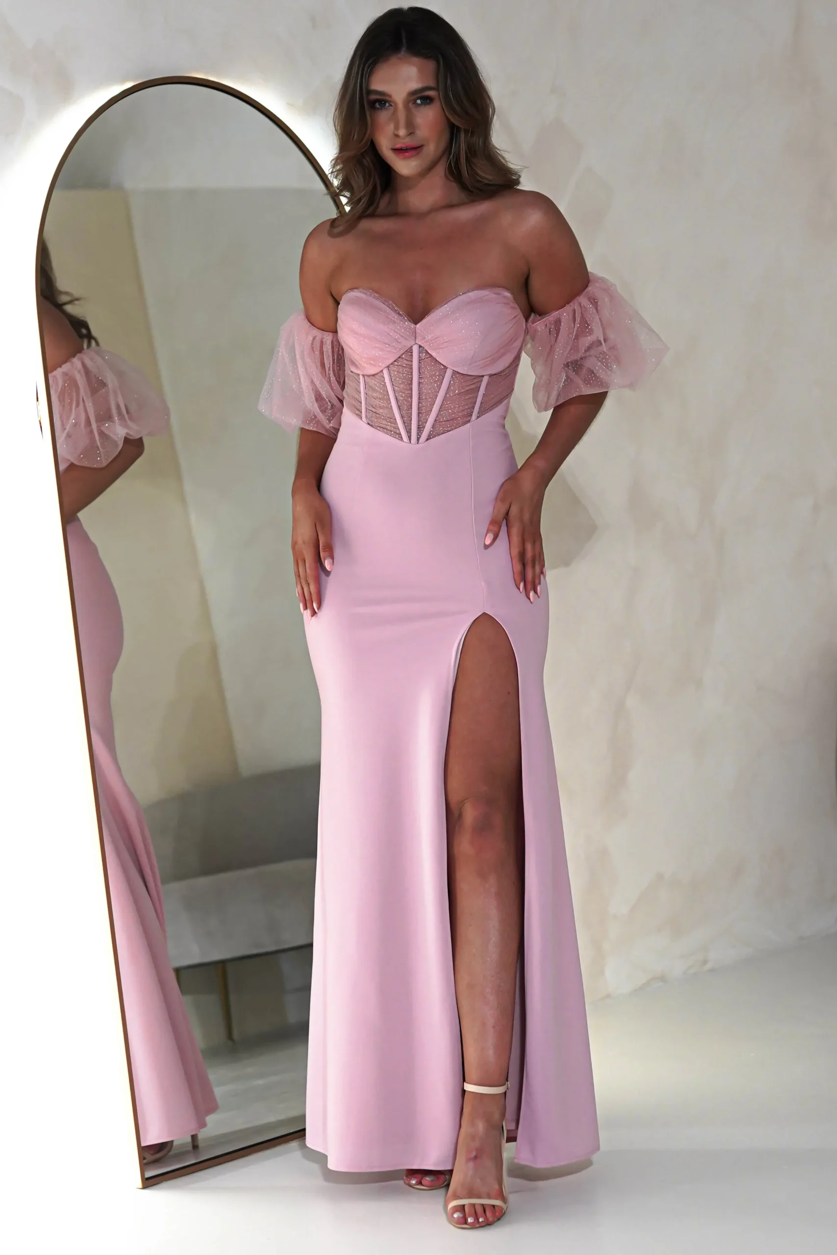 Outlet Kenna Balloon Sleeve Gown | Pink Kleider Für Besondere Anlässe|Sommerkleider