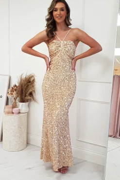 Hot Kennedy Sequin Bodycon Gown | Gold Sommerkleider|Sommerkleider