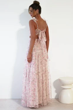 Clearance Khristina Floral Tulle Maxi Dress | Cream Lange Kleider|Maxikleider