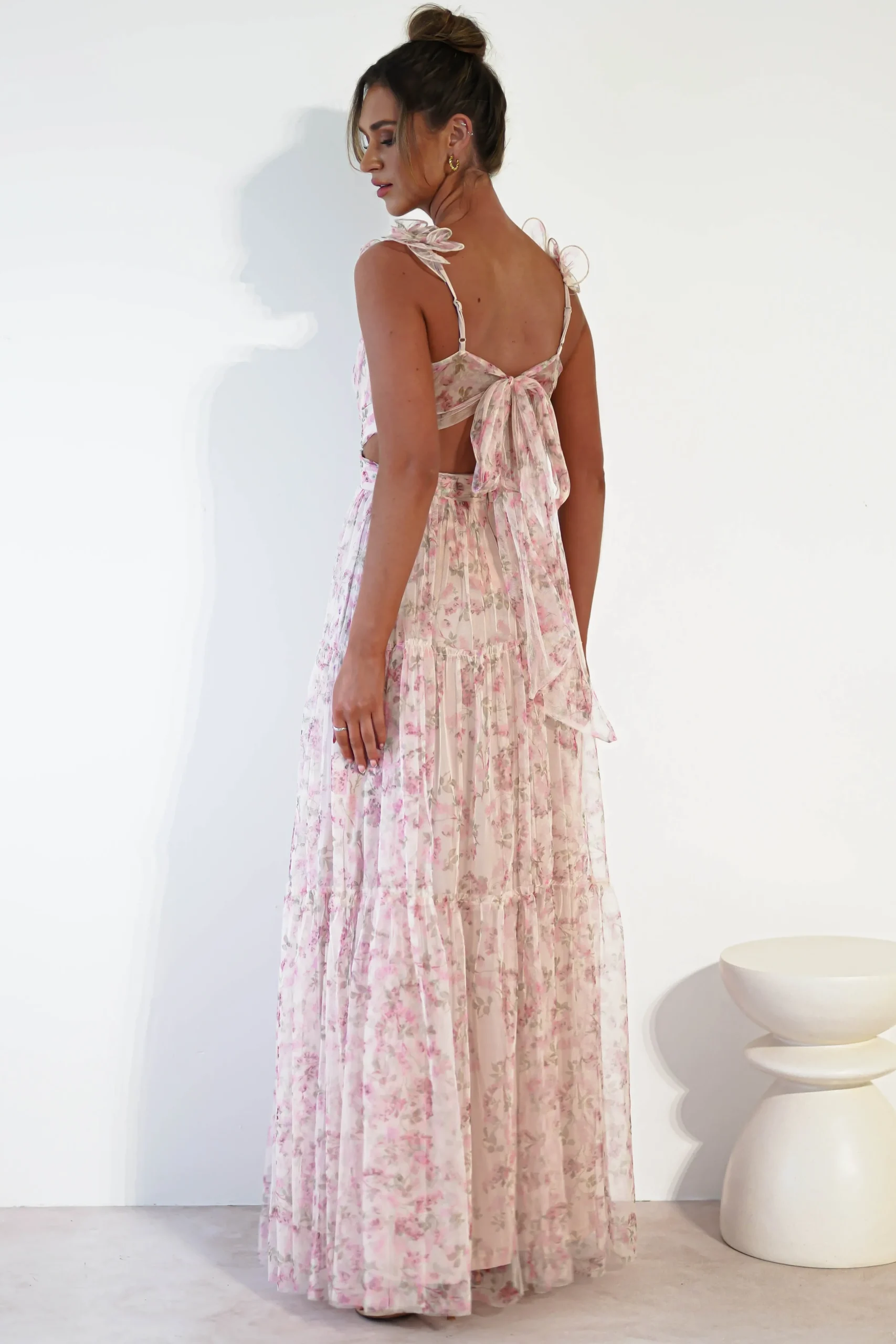 Clearance Khristina Floral Tulle Maxi Dress | Cream Lange Kleider|Maxikleider