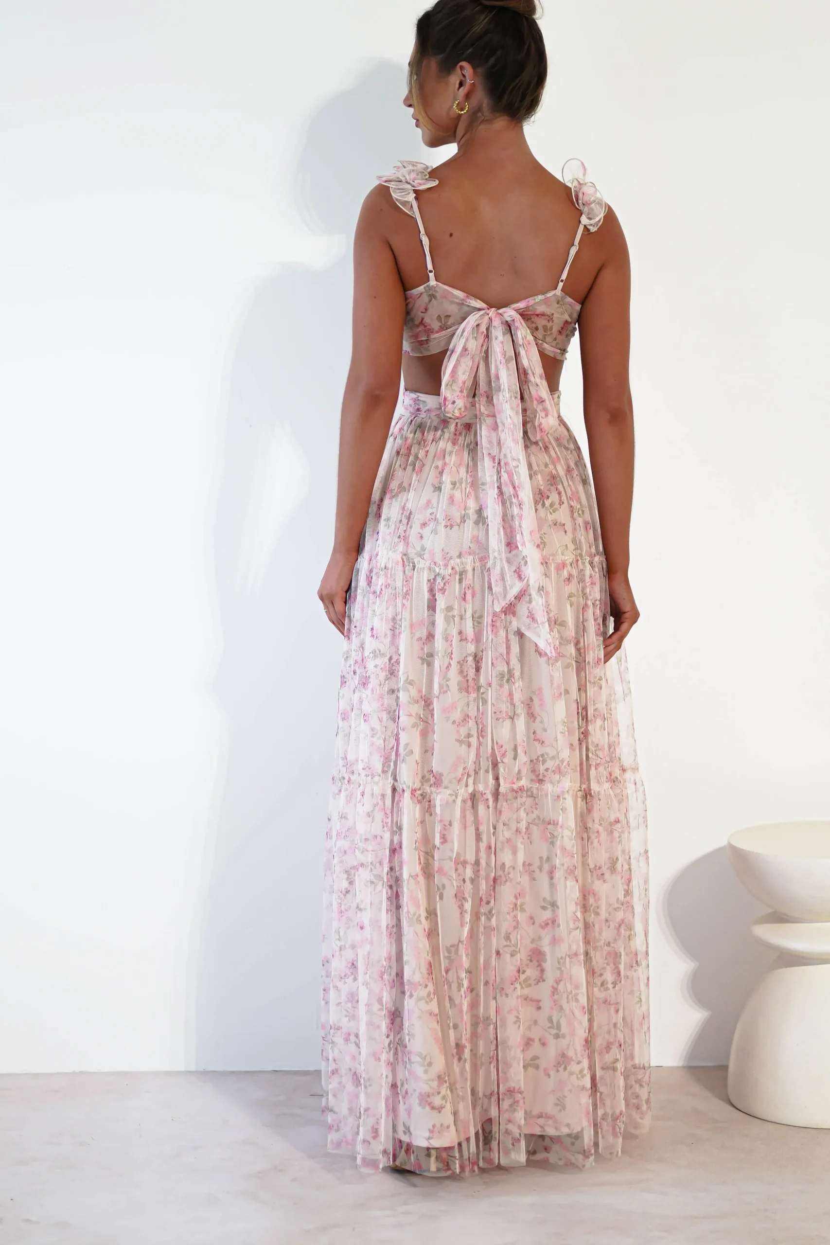 Clearance Khristina Floral Tulle Maxi Dress | Cream Lange Kleider|Maxikleider