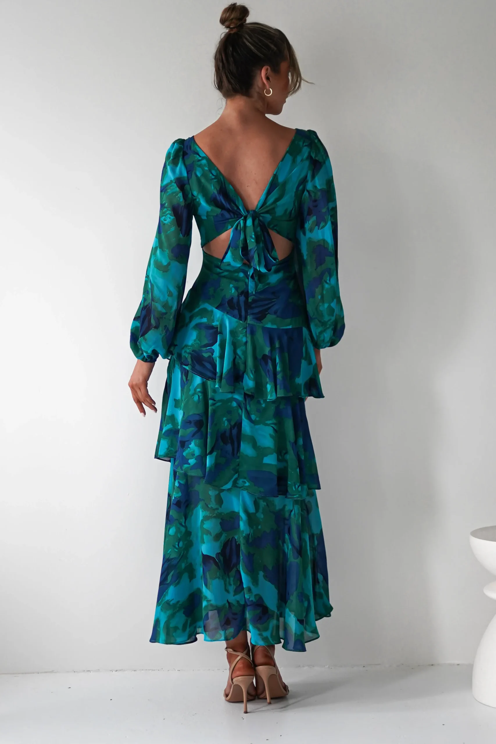 Best Kiyah Long Sleeve Maxi Dress | Green Print Lange Kleider|Maxikleider