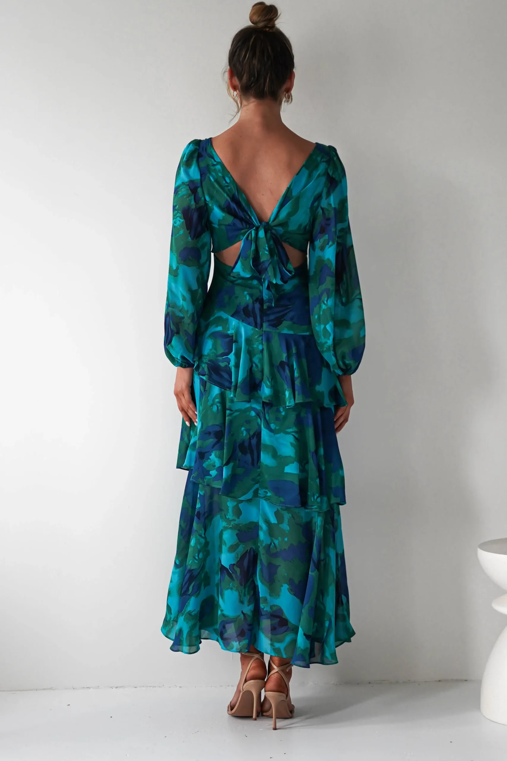 Best Kiyah Long Sleeve Maxi Dress | Green Print Lange Kleider|Maxikleider