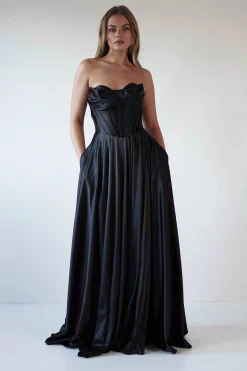 Outlet Kristi Strapless A Line Gown | Black Sommerkleider|Sommerkleider