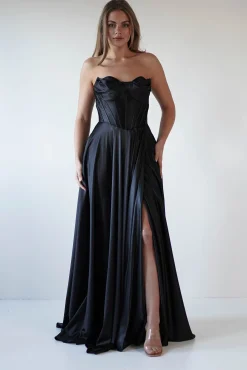 Outlet Kristi Strapless A Line Gown | Black Sommerkleider|Sommerkleider