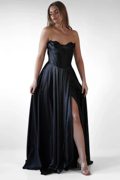 Outlet Kristi Strapless A Line Gown | Black Sommerkleider|Sommerkleider