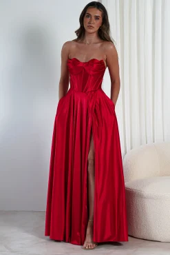 Discount Kristi Strapless A Line Gown | Red Sommerkleider|Sommerkleider