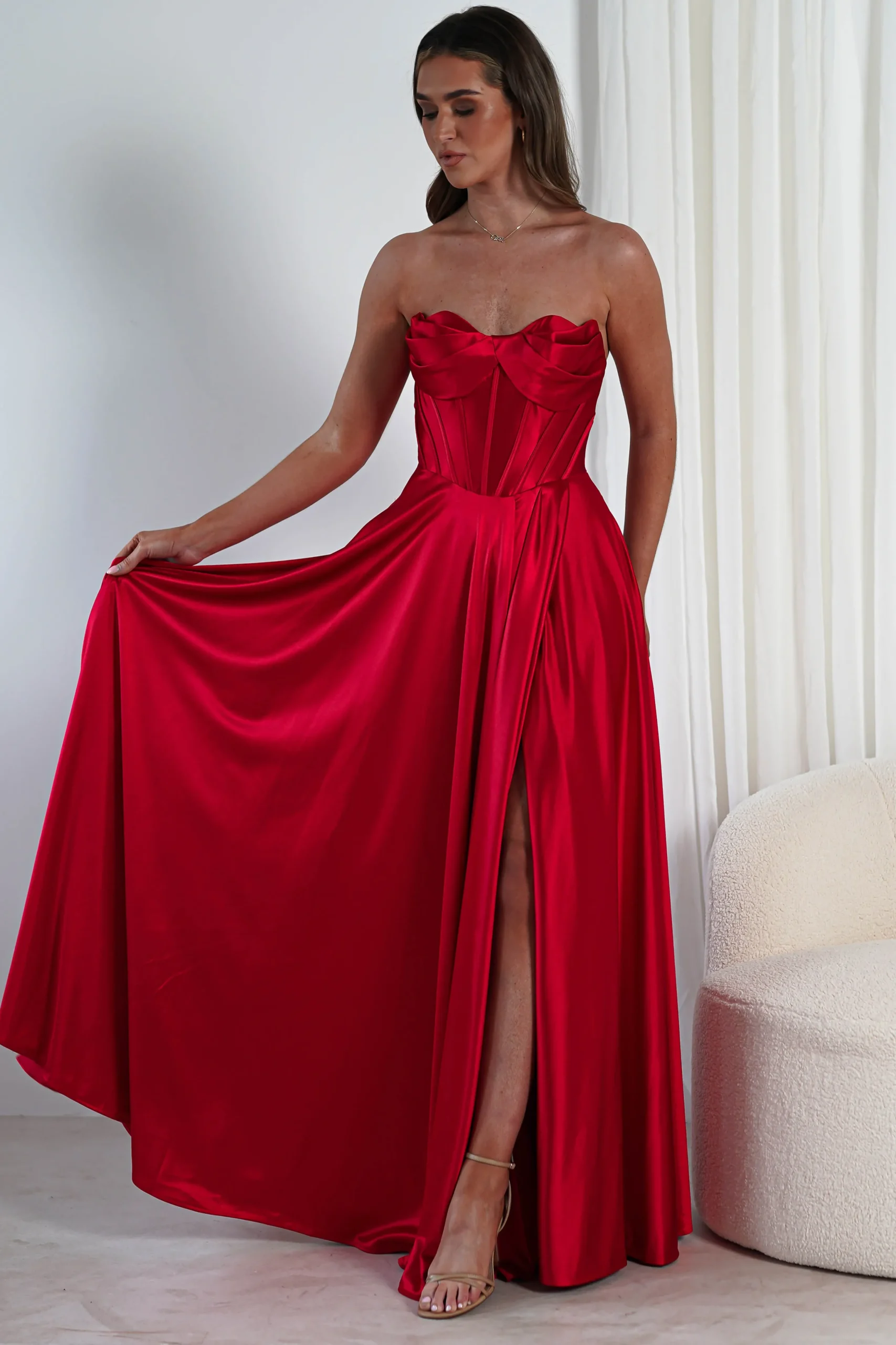 Discount Kristi Strapless A Line Gown | Red Sommerkleider|Sommerkleider