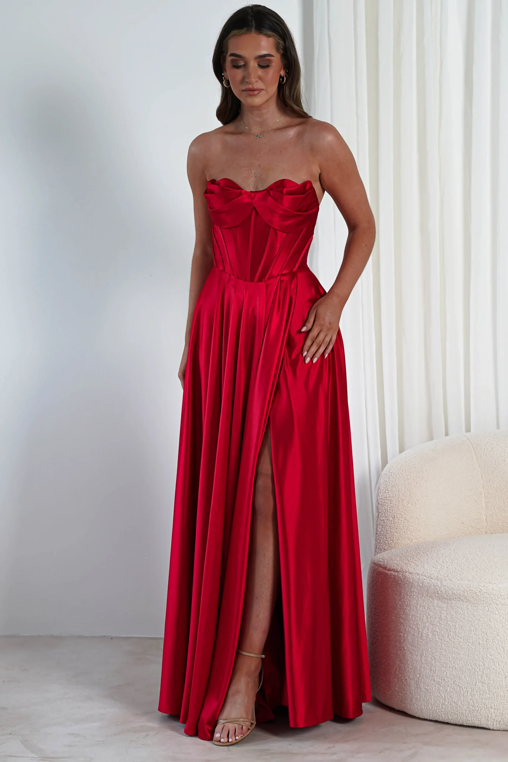 Discount Kristi Strapless A Line Gown | Red Sommerkleider|Sommerkleider
